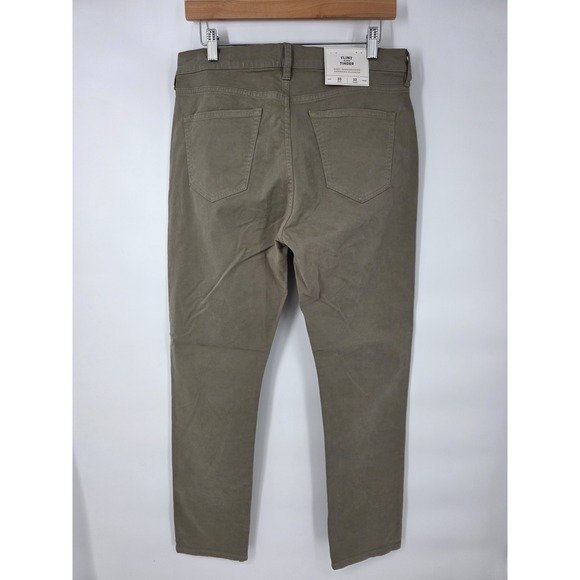 NEW Flint and Tinder Mens Pant Chino Flim‎ Fit Green Drab Size 33x32 Twill - Picture 3 of 8